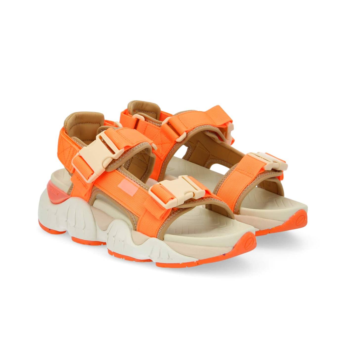 SANDALO KRAZEE W - CINTURINO IN NYLON/NEO - ARANCIO FLUO/GRIGIO